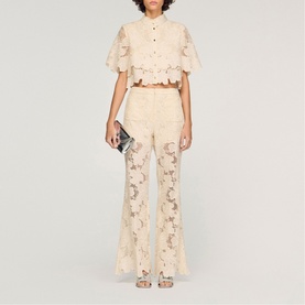 Floral Lace Flared Trousers