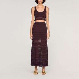 Pointelle Knitted Flared Skirt