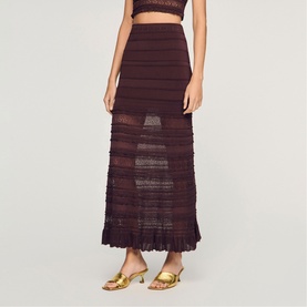 Pointelle Knitted Flared Skirt