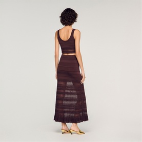 Pointelle Knitted Flared Skirt