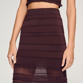 Pointelle Knitted Flared Skirt