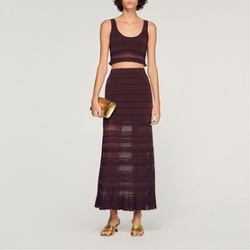 Pointelle Knitted Flared Skirt