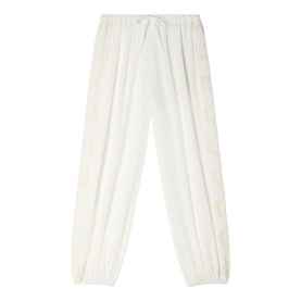 Embroidered Wide Leg Trousers