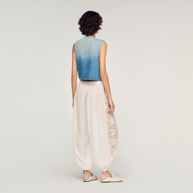 Embroidered Wide Leg Trousers