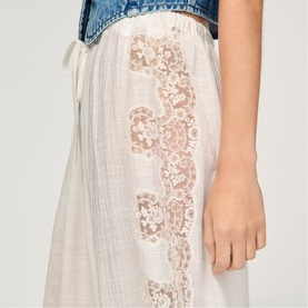 Embroidered Wide Leg Trousers