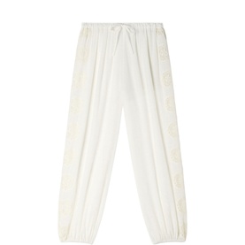 Embroidered Wide Leg Trousers
