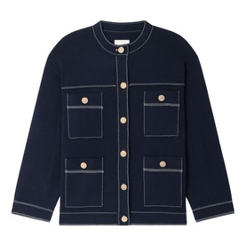 Contrast Stitch Oversized Cardigan