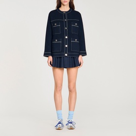 Contrast Stitch Oversized Cardigan