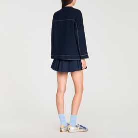 Contrast Stitch Oversized Cardigan