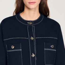 Contrast Stitch Oversized Cardigan