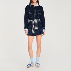 Contrast Stitch Oversized Cardigan