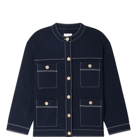 Contrast Stitch Oversized Cardigan