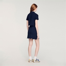Wave Textured Knitted Polo Shirt
