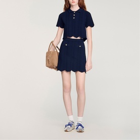 Wave Textured Knitted Polo Shirt