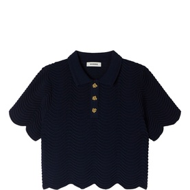 Wave Textured Knitted Polo Shirt