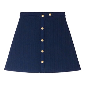 Press Stud Ribbed Mini Skirt