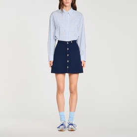 Press Stud Ribbed Mini Skirt