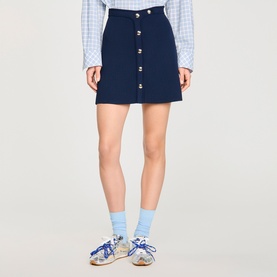 Press Stud Ribbed Mini Skirt