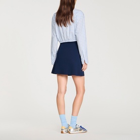 Press Stud Ribbed Mini Skirt