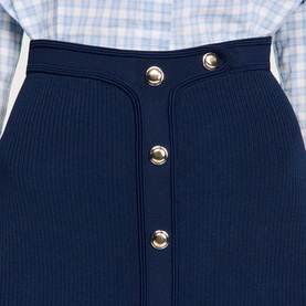 Press Stud Ribbed Mini Skirt