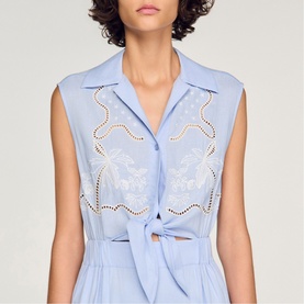 Embroidery Tie-Waist Dress
