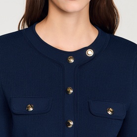 Cropped Rib Knit Cardigan
