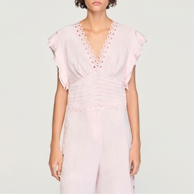 Floral Jacquard Cropped Top