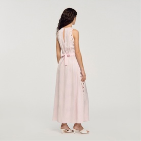 Floral Jacquard Openwork Flared Dress