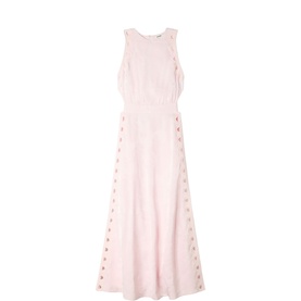 Floral Jacquard Openwork Flared Dress