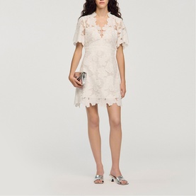 Floral Lace Mini Flared Dress