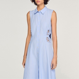 Striped Embellished Shirt Dress