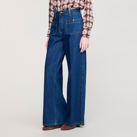 Patch Pocket Straight Leg Jeans