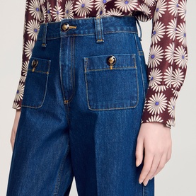 Patch Pocket Straight Leg Jeans
