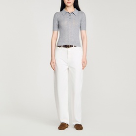 Pointelle Polo Sweater