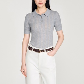 Pointelle Polo Sweater