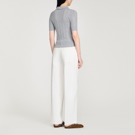 Pointelle Polo Sweater
