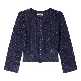 Cropped Strass Knitted Cardigan