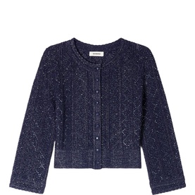 Cropped Strass Knitted Cardigan