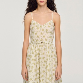 Floral Belted Flared Dress