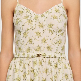 Floral Belted Flared Dress