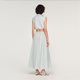 Striped Embellished Flared Skirt