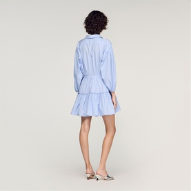 Striped Embroidered Mini Shirt Dress