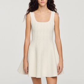 Beaded Knit Mini Dress