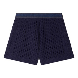 Crochet Denim Trim Shorts