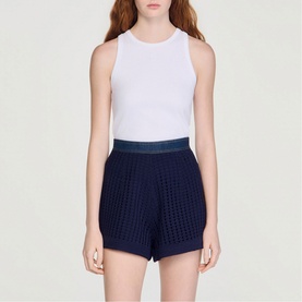 Crochet Denim Trim Shorts