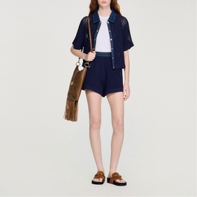 Crochet Denim Trim Shorts