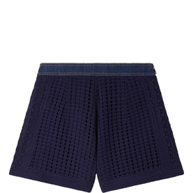 Crochet Denim Trim Shorts