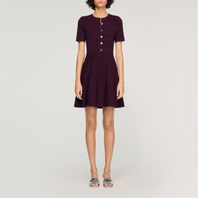 Floral Knitted Mini Flared Dress