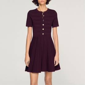 Floral Knitted Mini Flared Dress