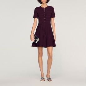 Floral Knitted Mini Flared Dress
